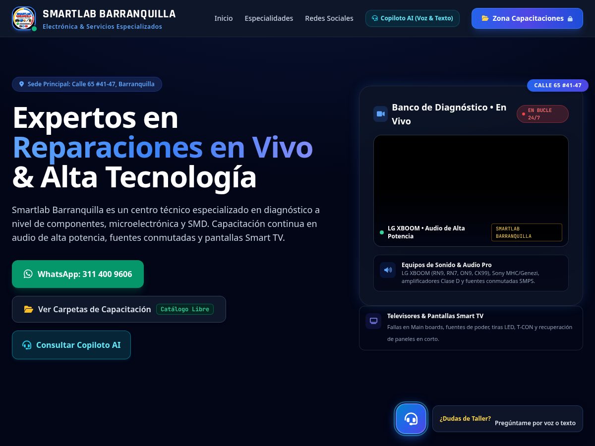 Landing-page snapshot of smartlabbarranquilla.com