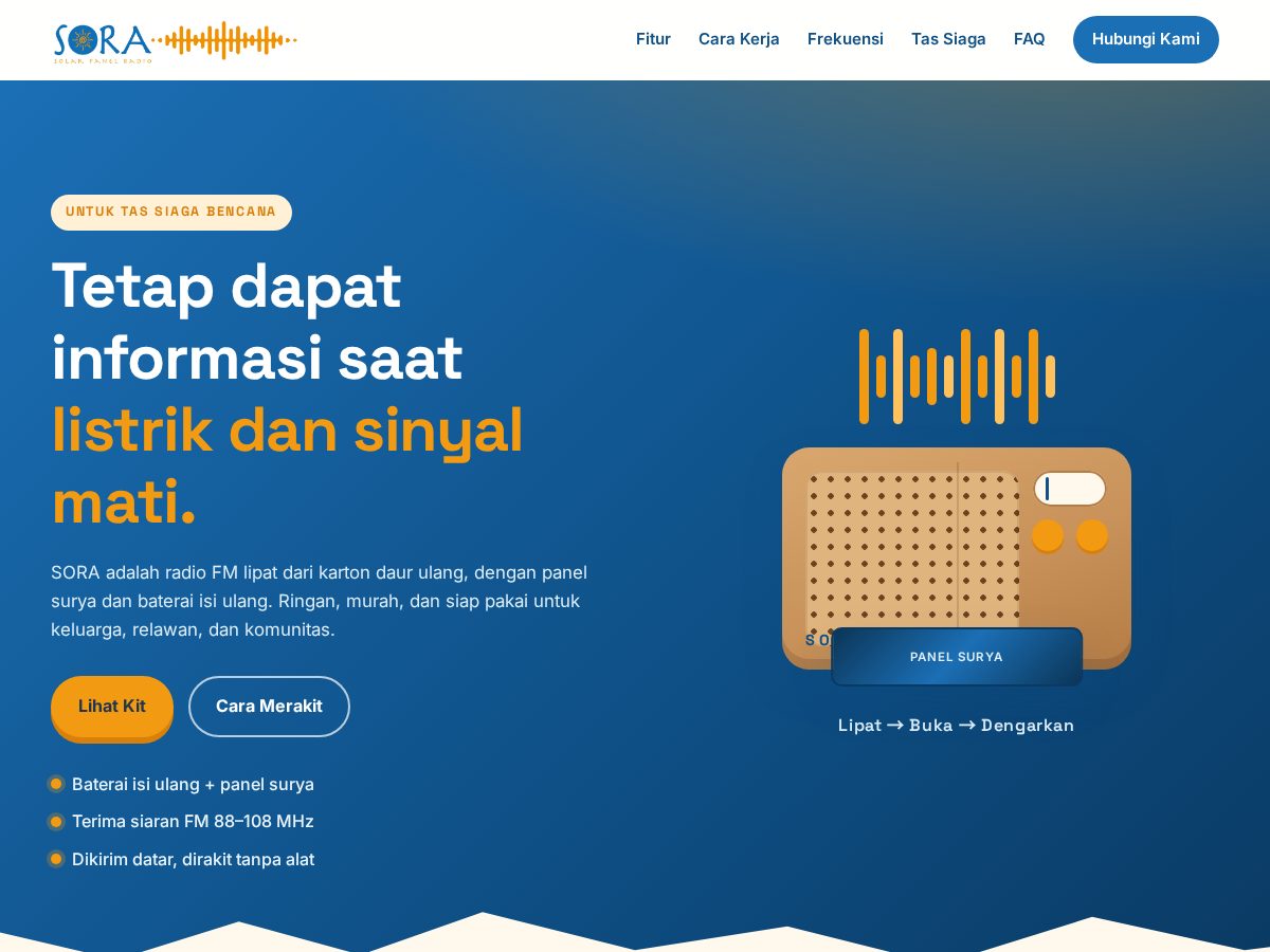 Landing-page snapshot of sora-indonesia.com