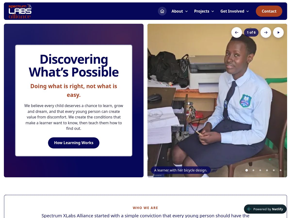 Landing-page snapshot of spectrumxlabsalliance.org