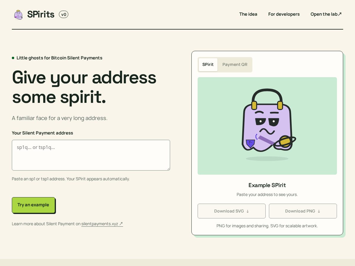 Landing-page snapshot of spirits.boo