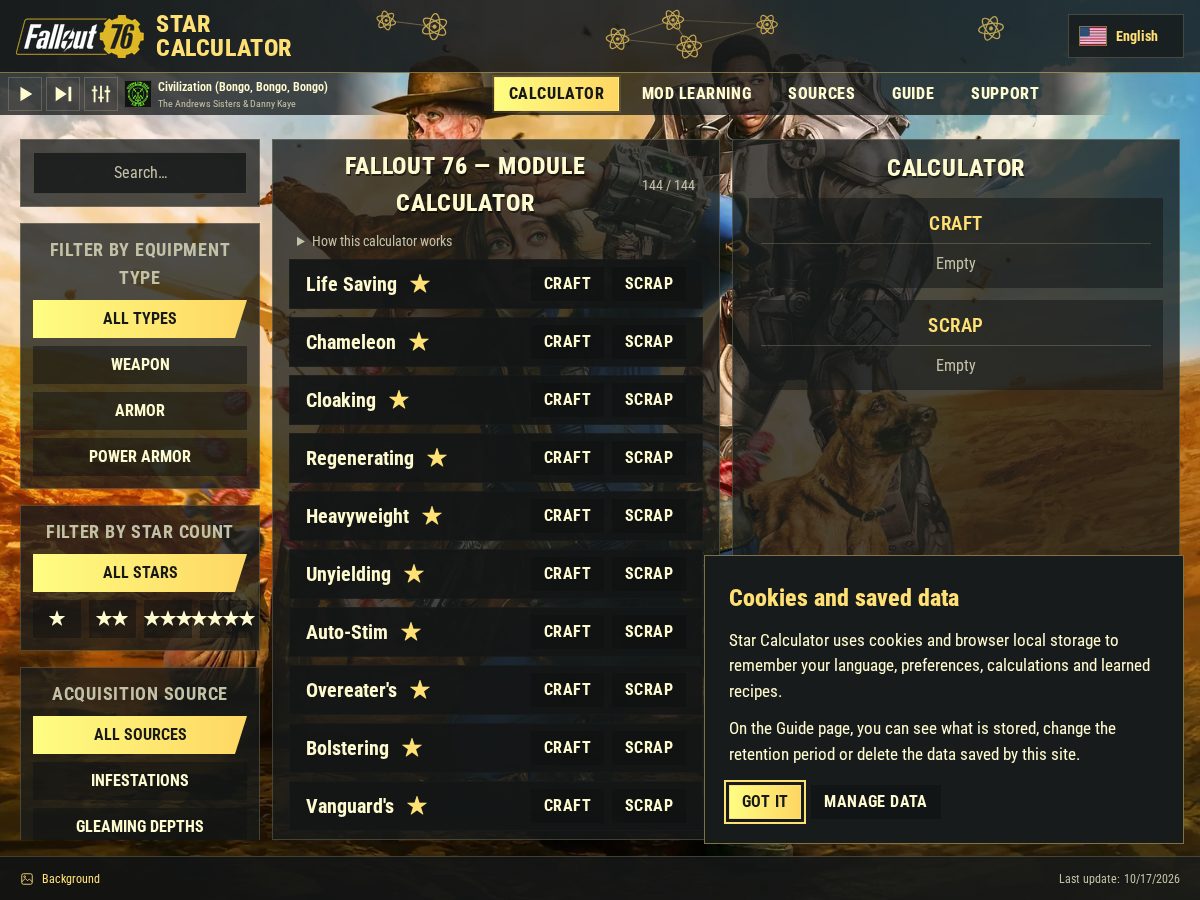 Landing-page snapshot of starcalc.top