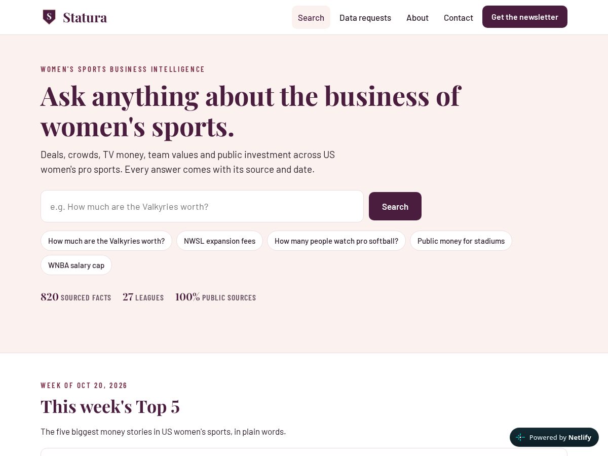 Landing-page snapshot of staturasports.com