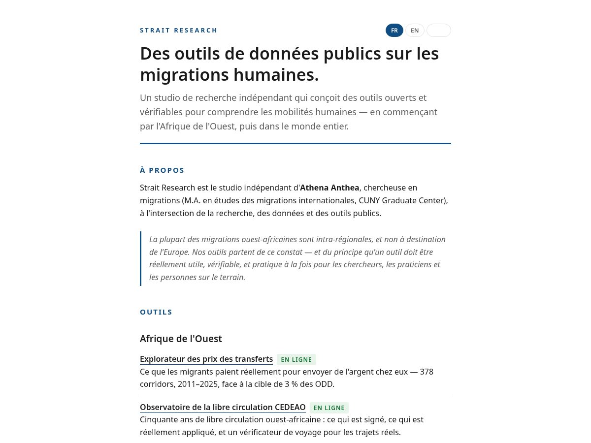 Landing-page snapshot of straitresearch.org