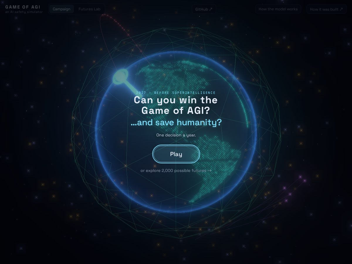 Landing-page snapshot of thegameofagi.com