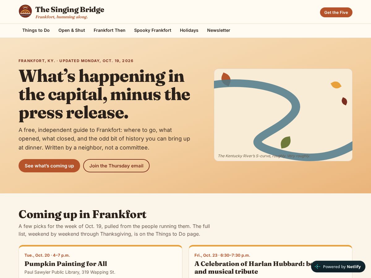 Landing-page snapshot of thesingingbridge.com