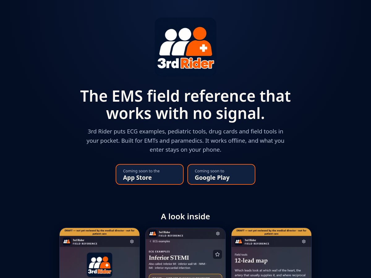 Landing-page snapshot of thirdriderapp.com