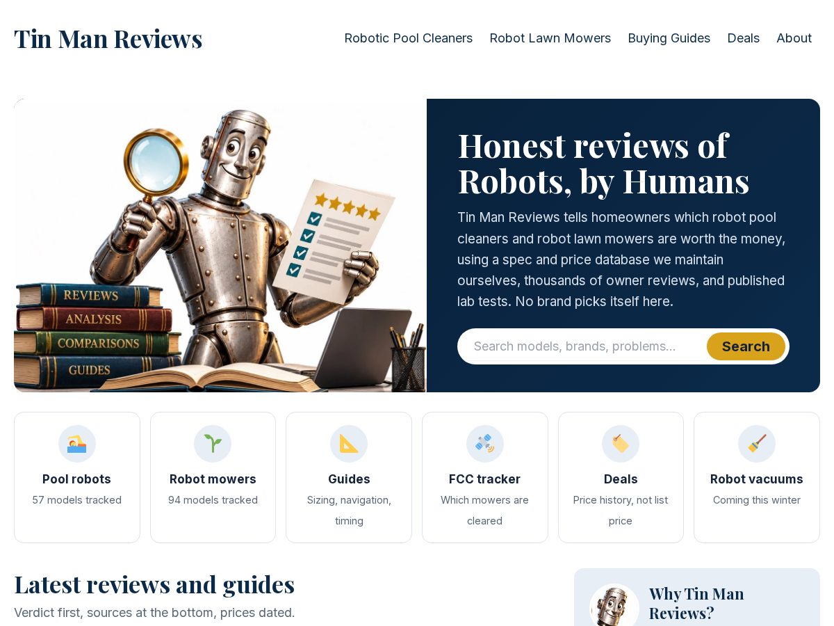 Landing-page snapshot of tinmanreviews.com
