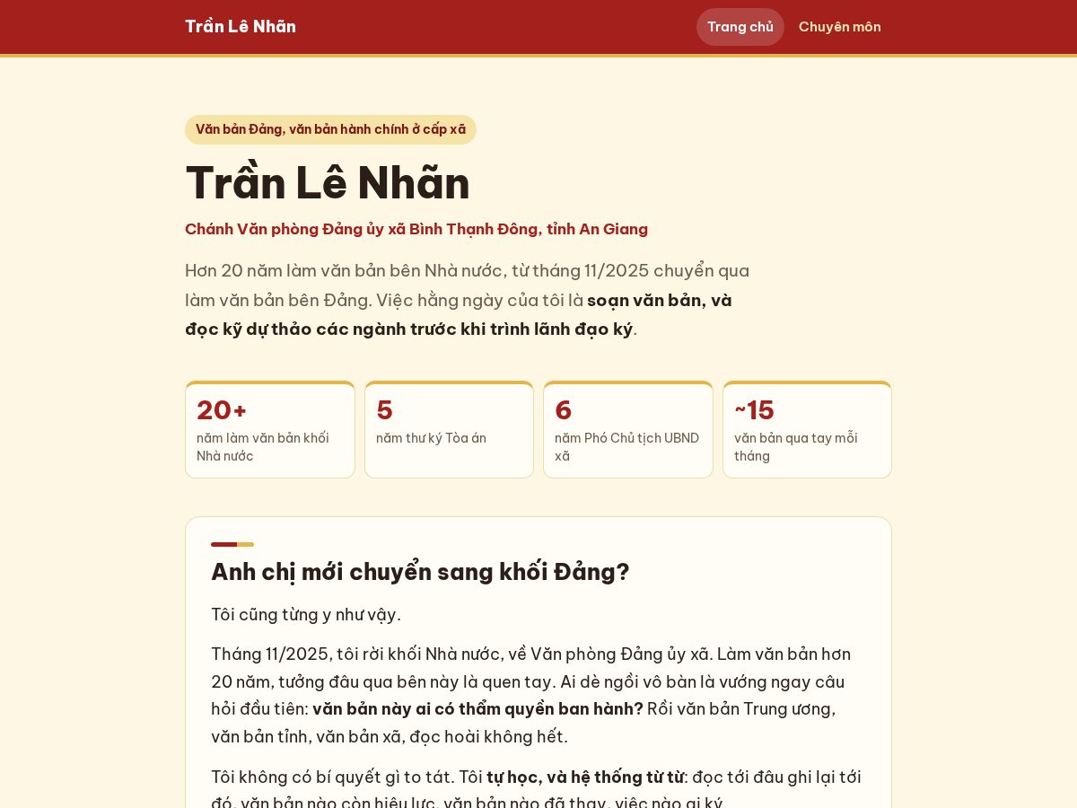 Landing-page snapshot of tranlenhan.com