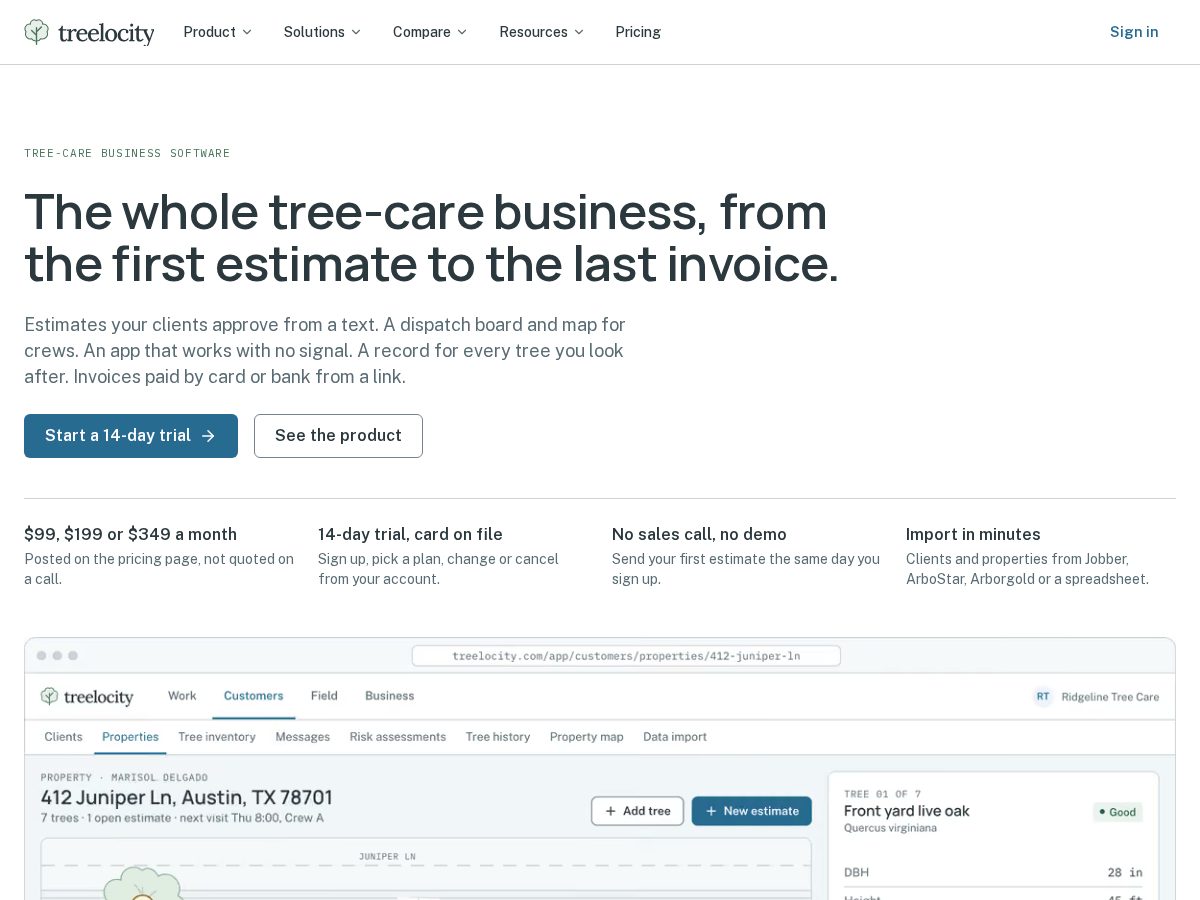 Landing-page snapshot of treelocity.com
