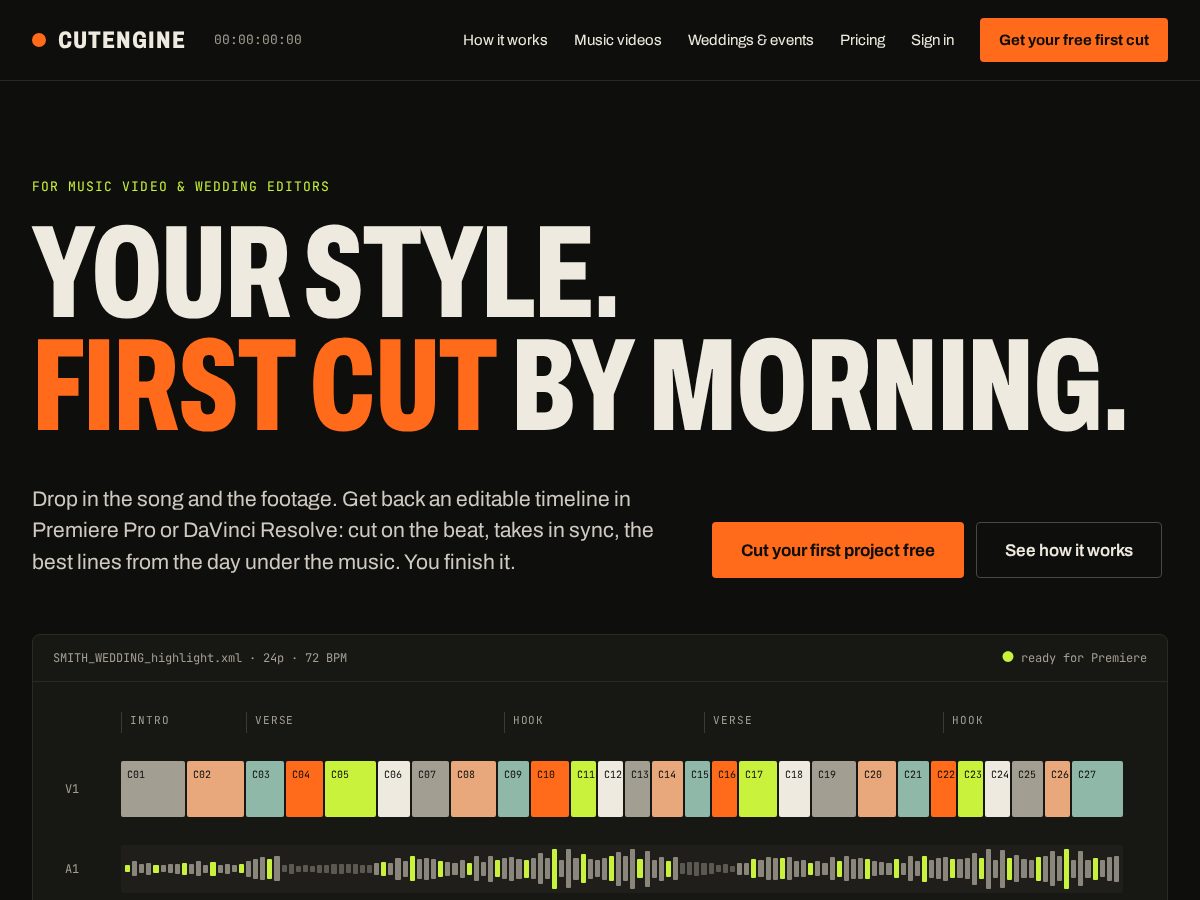 Landing-page snapshot of trycutengine.com