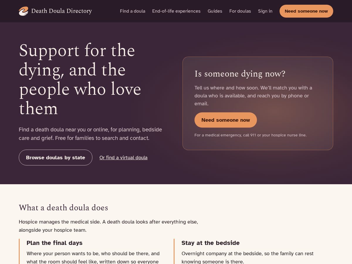 Landing-page snapshot of trydeathdouladirectory.com
