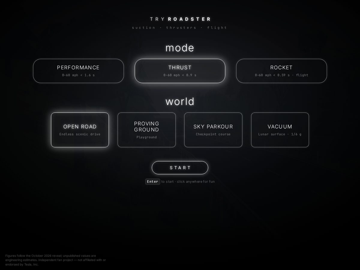 Landing-page snapshot of tryroadster.com