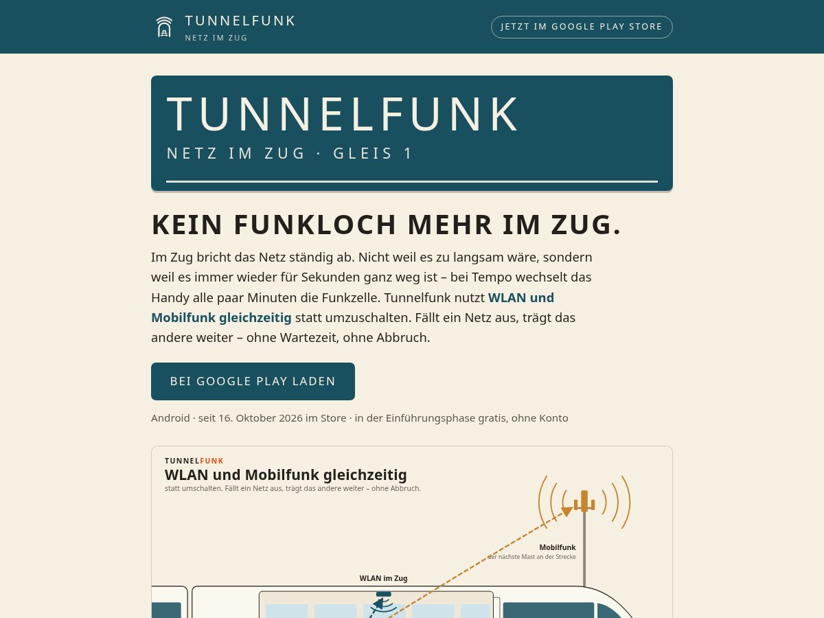 Landing-page snapshot of tunnelfunk.com