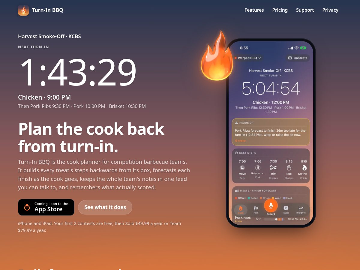 Landing-page snapshot of turninbbq.com