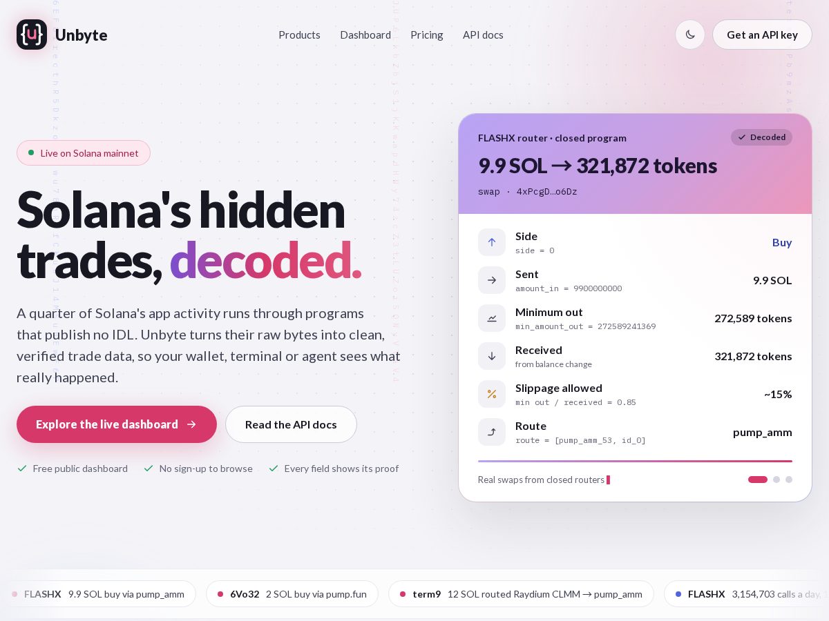 Landing-page snapshot of unbyte.dev