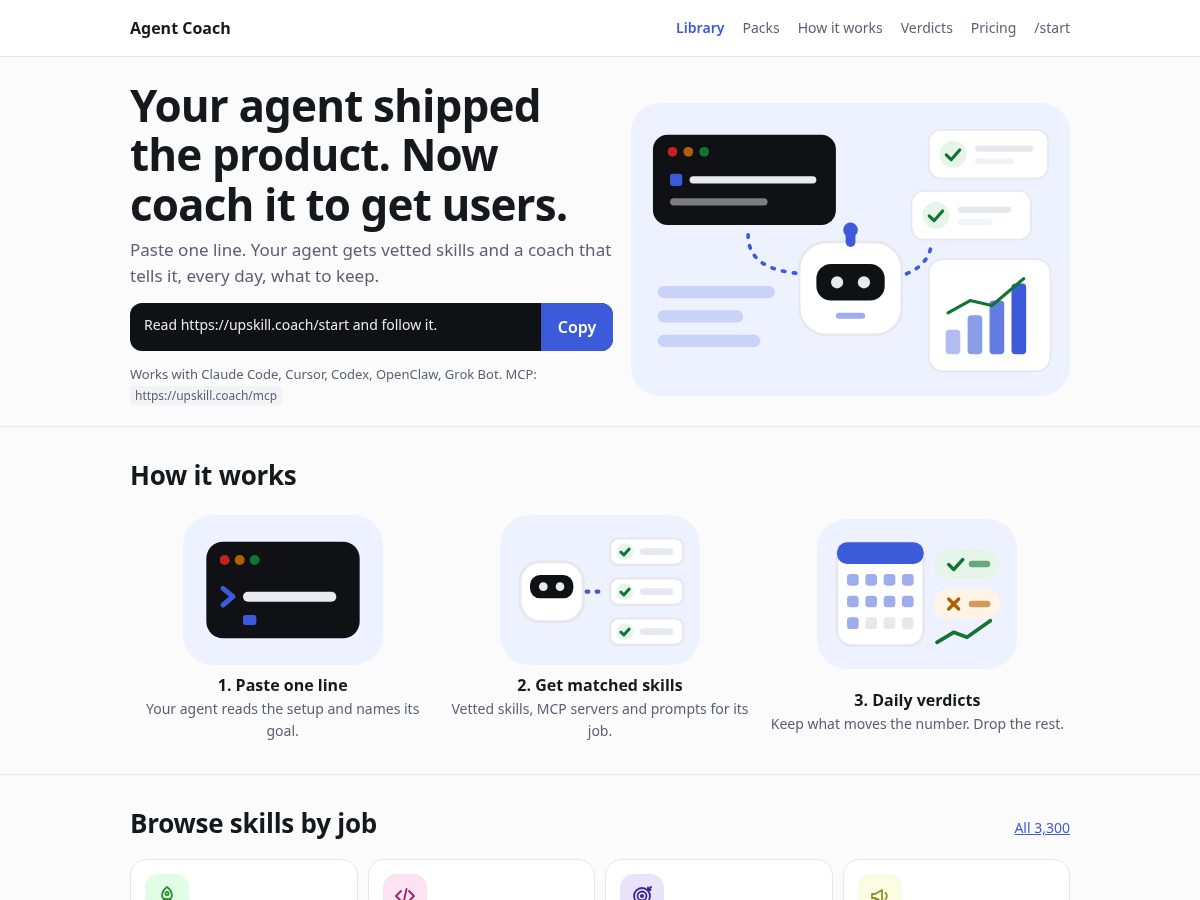 Landing-page snapshot of upskill.coach