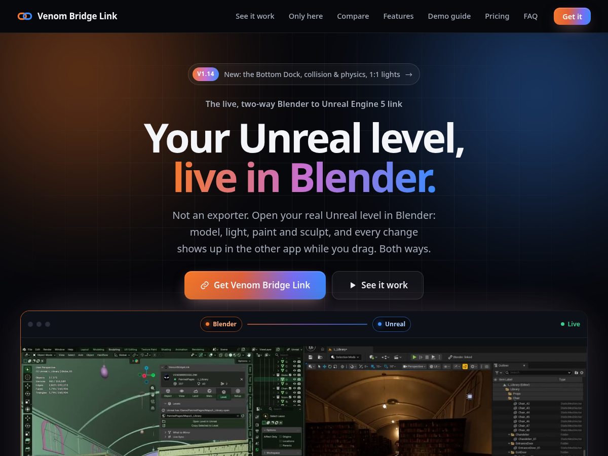 Landing-page snapshot of venombridgelink.com