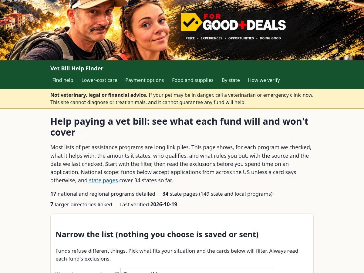 Landing-page snapshot of vetbillhelpfinder.com