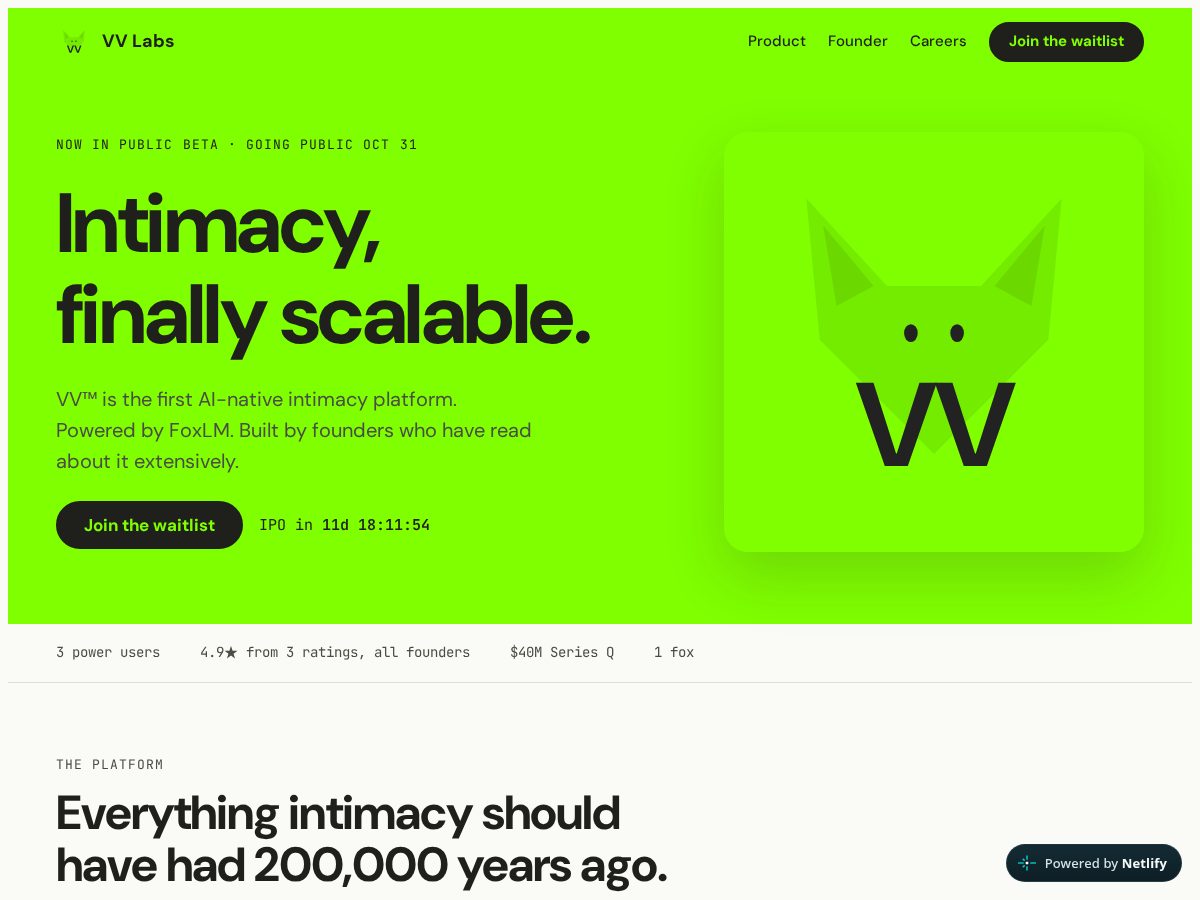 Landing-page snapshot of vv.rich