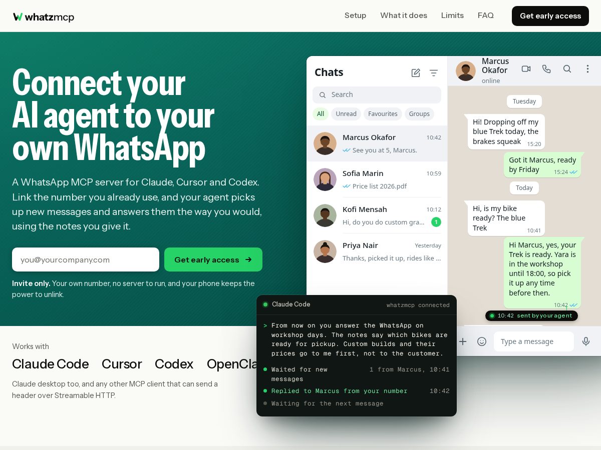 Landing-page snapshot of whatzmcp.com
