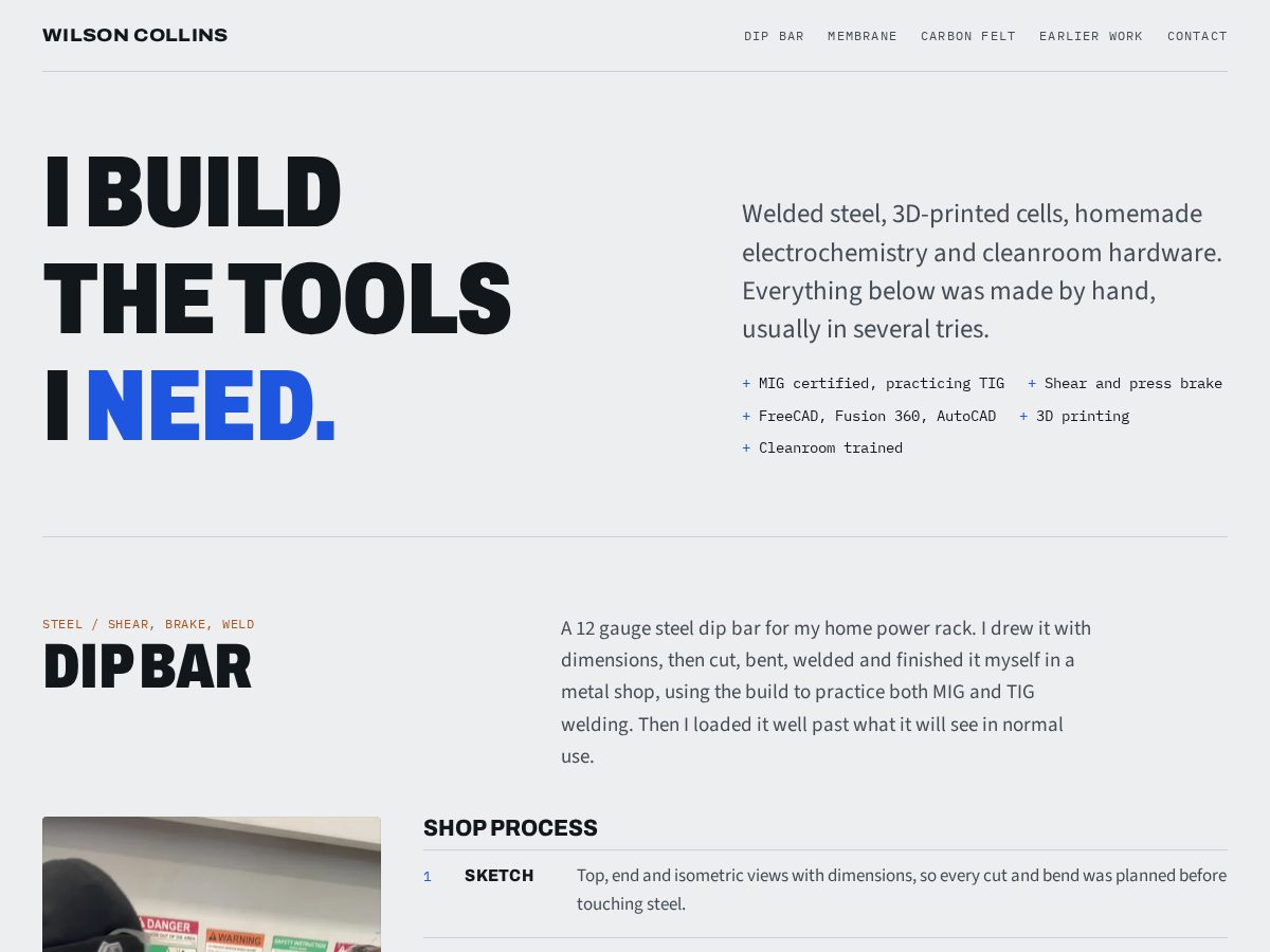 Landing-page snapshot of wilsoncollinsbuilds.com
