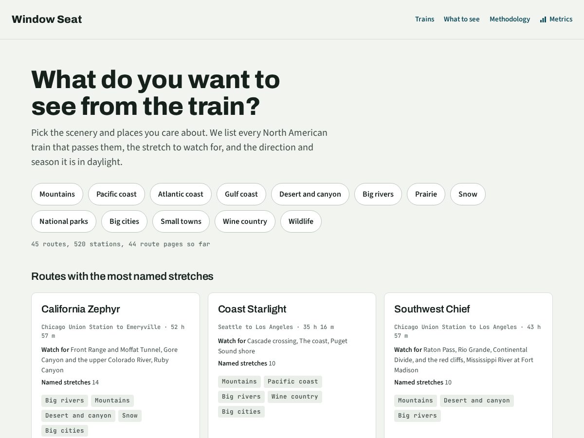 Landing-page snapshot of windowseat.page