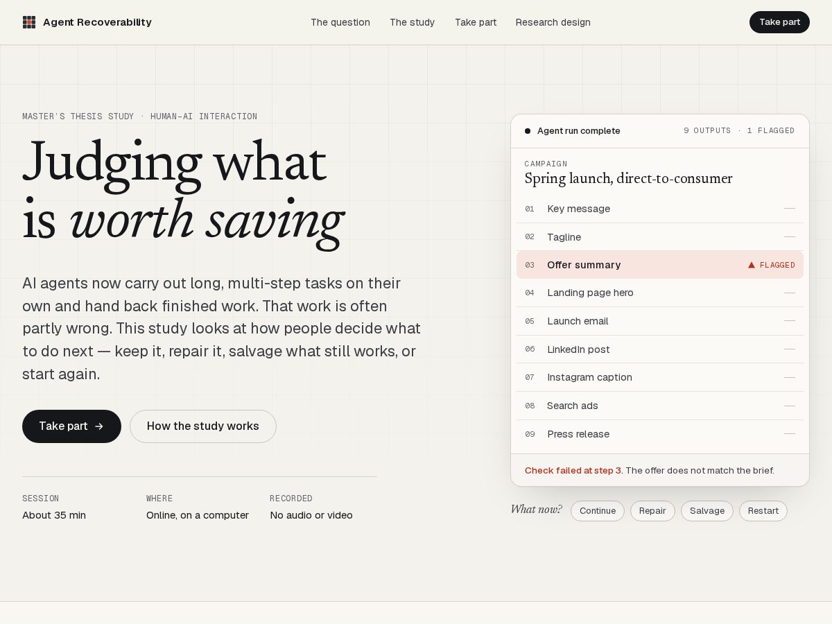 Landing-page snapshot of agentrecoverability.org