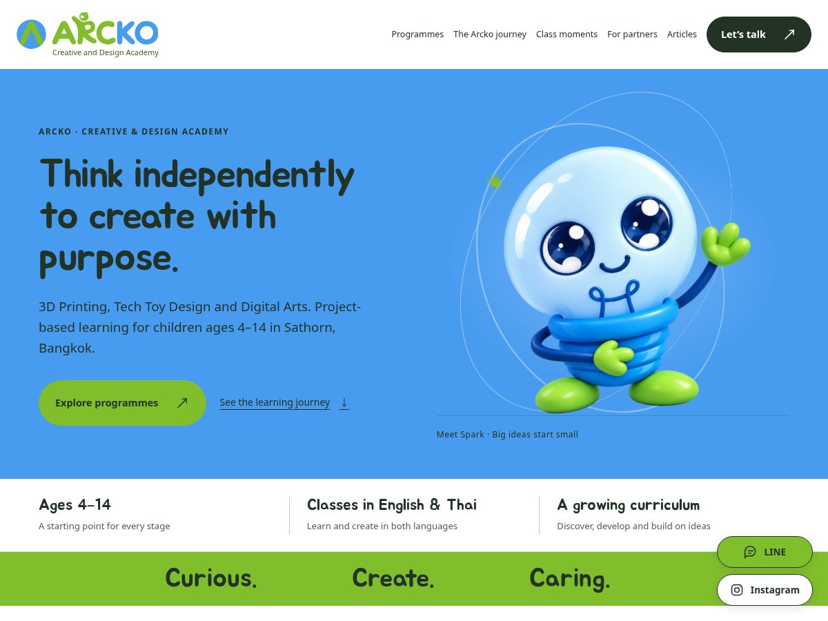 Landing-page snapshot of arckocreative.com