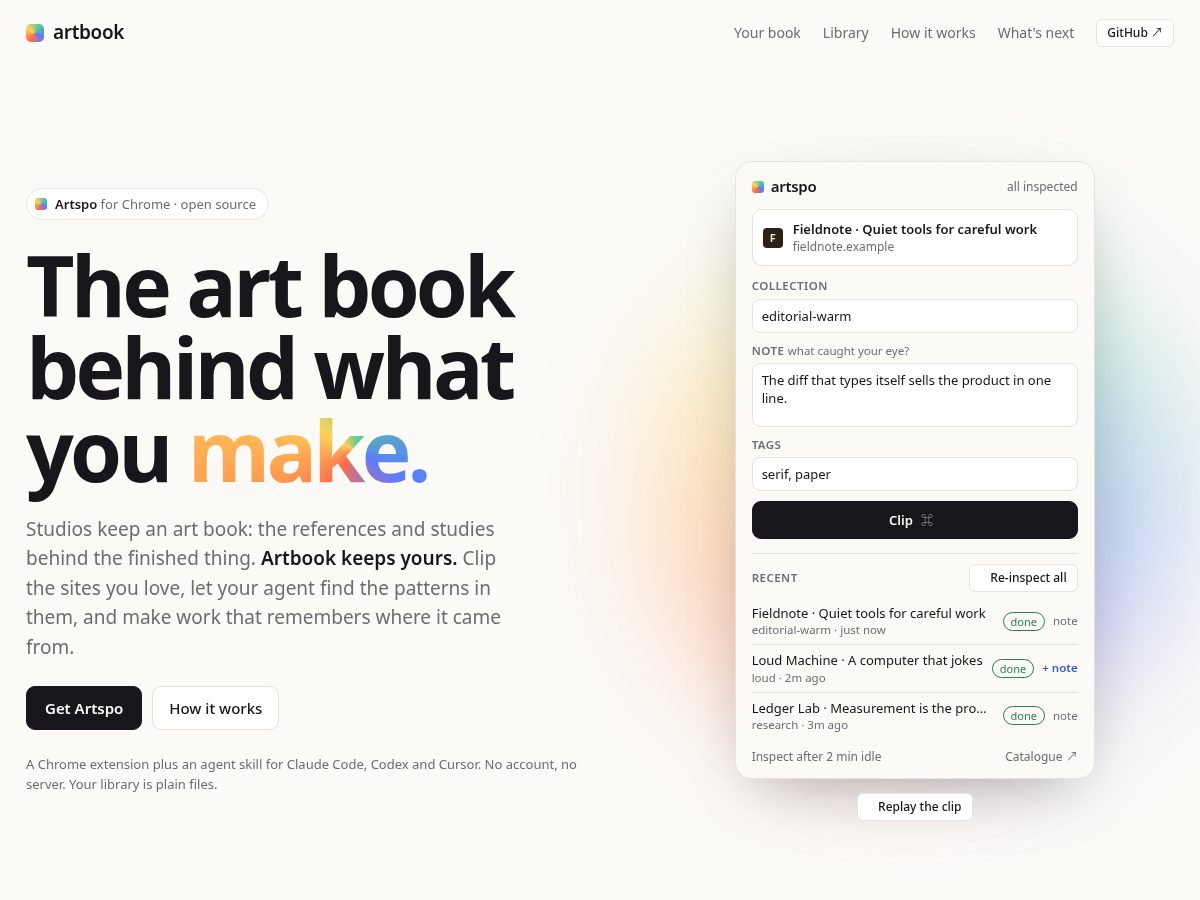 Landing-page snapshot of artbook.dev