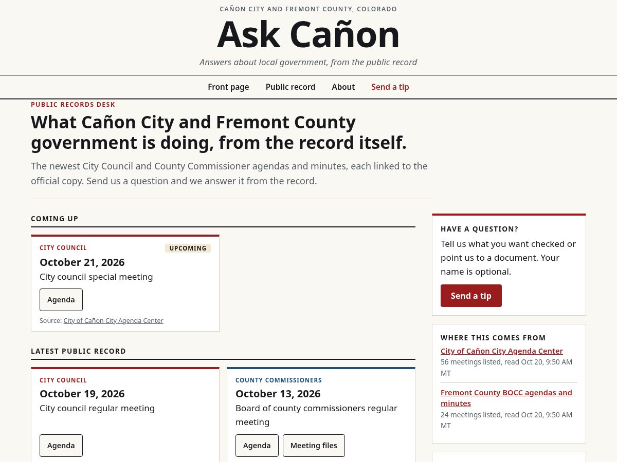 Landing-page snapshot of askcanoncity.com