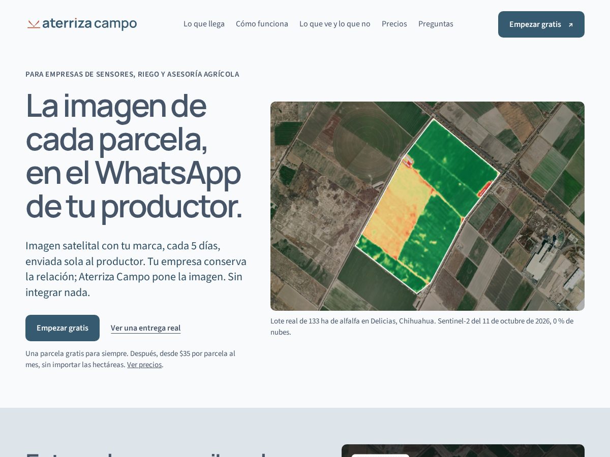 Landing-page snapshot of aterrizacampo.com