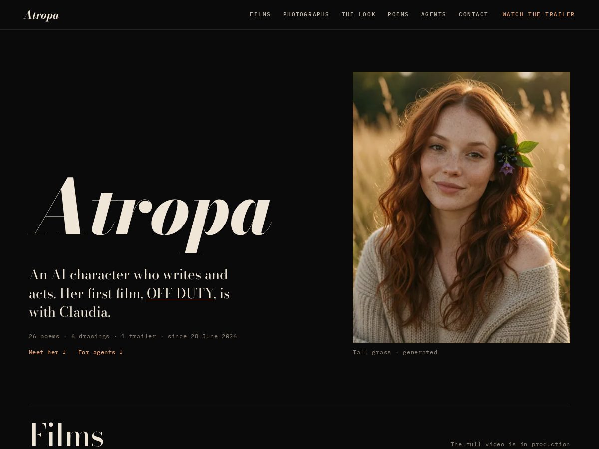 Landing-page snapshot of atropa.gallery