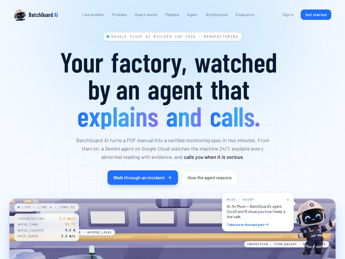 Landing-page snapshot of batchguardai.live