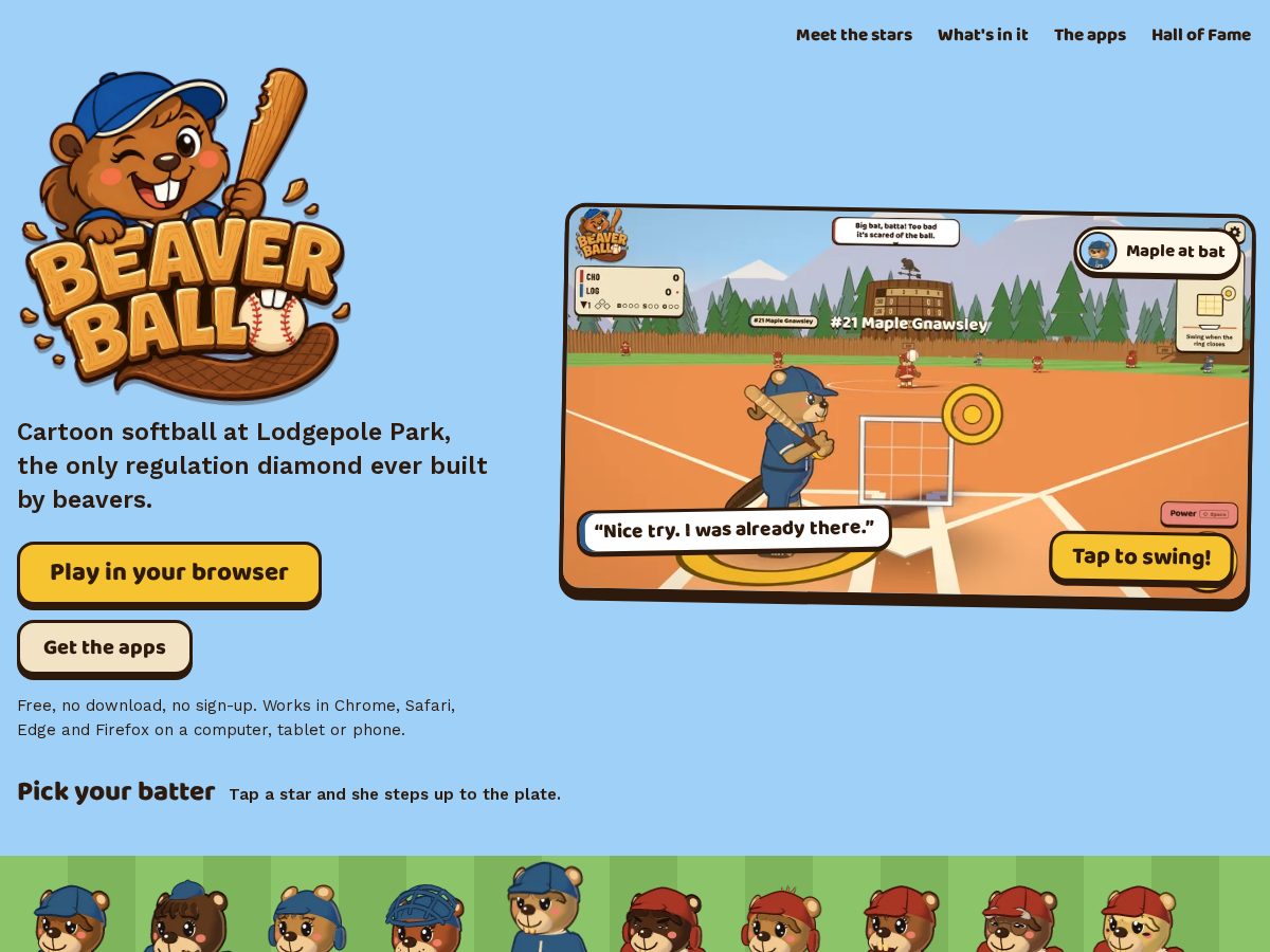 Landing-page snapshot of beaverball.org
