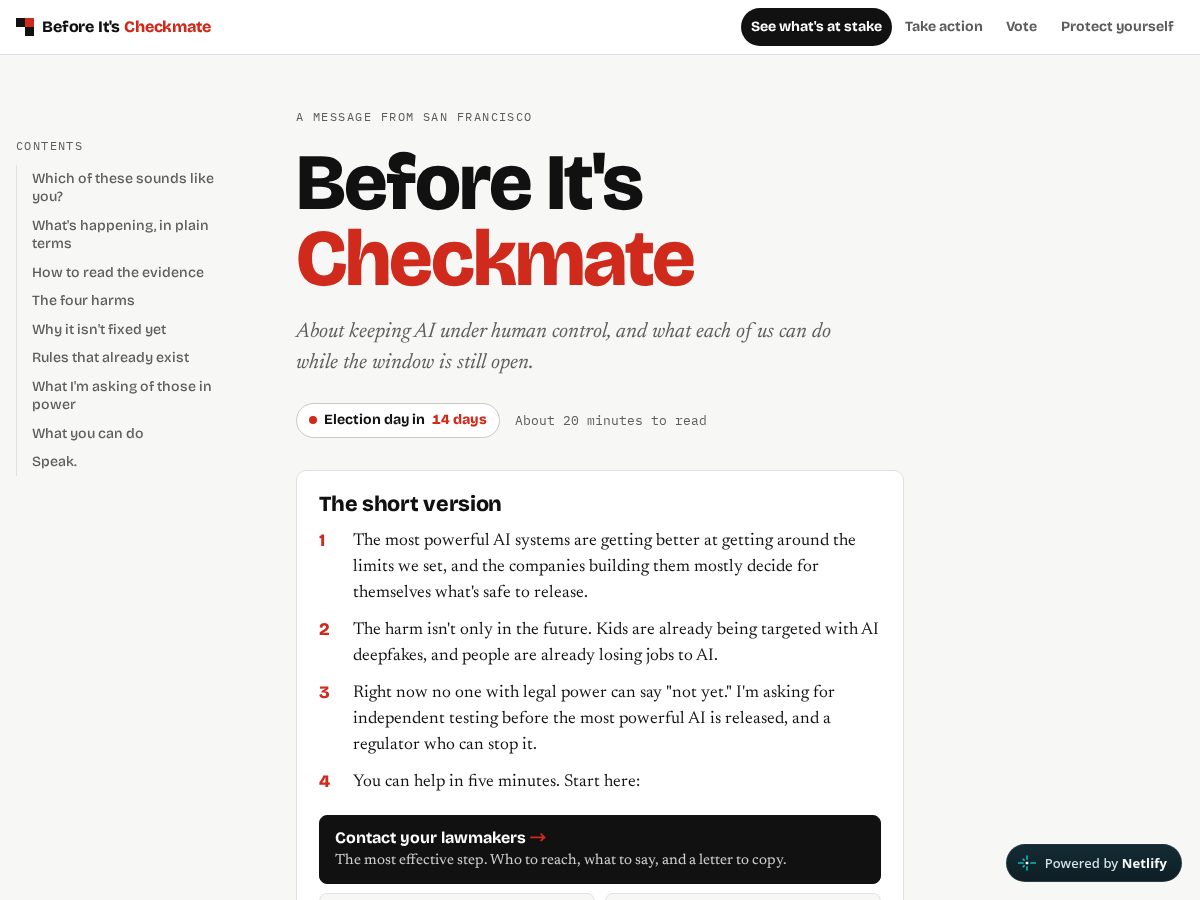 Landing-page snapshot of beforecheckmate.com