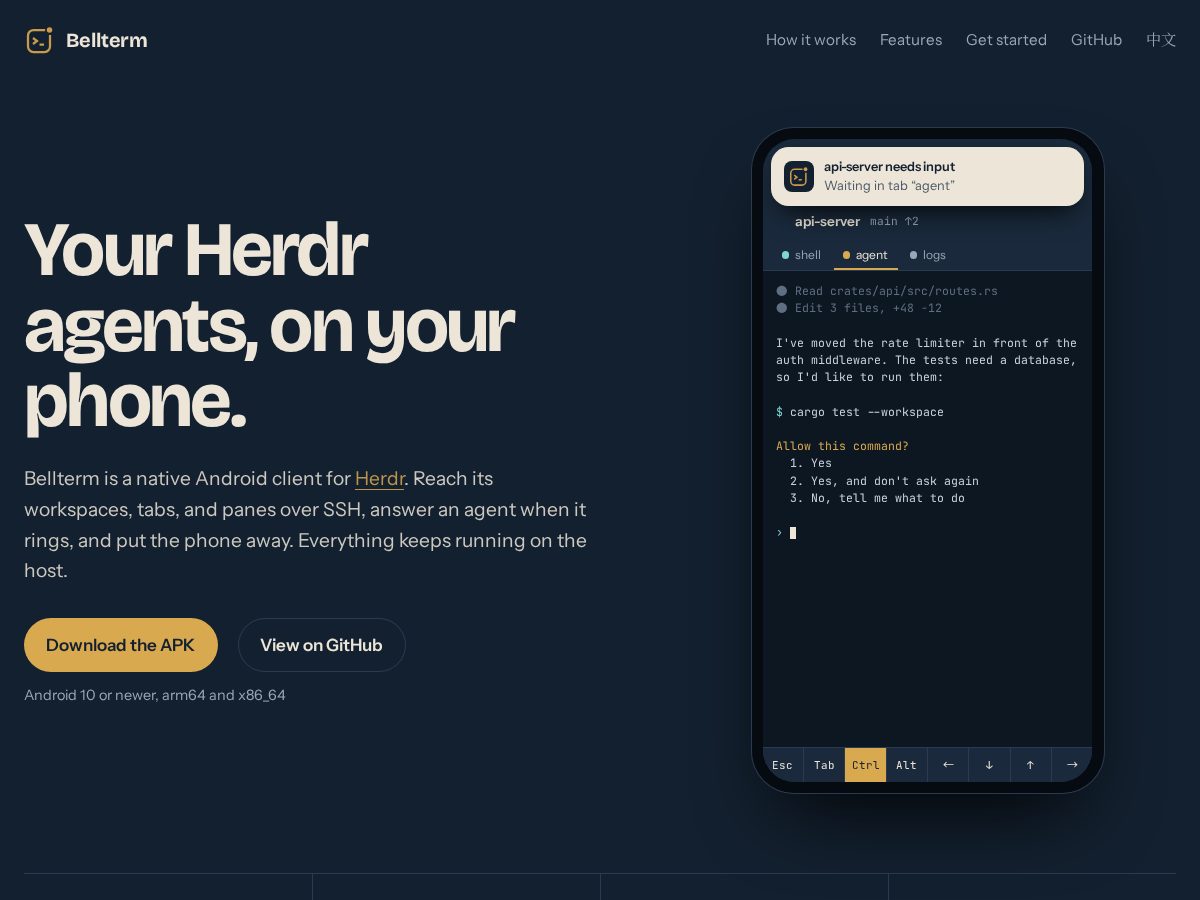 Landing-page snapshot of bellterm.app