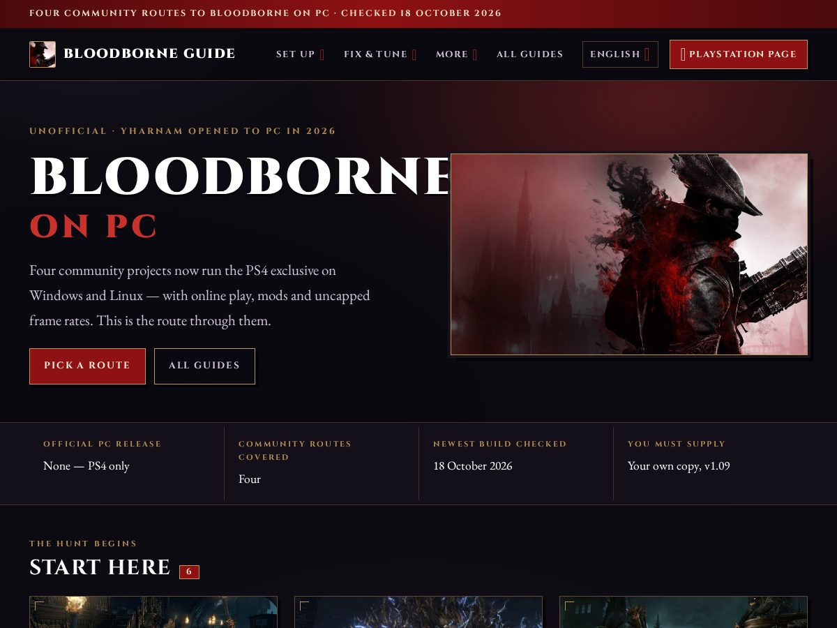 Landing-page snapshot of bloodborneguide.wiki