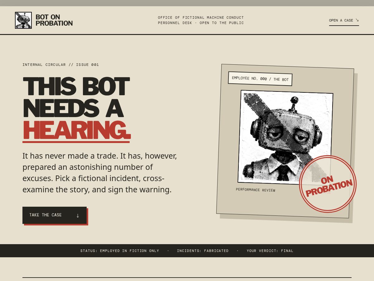 Landing-page snapshot of botonprobation.work