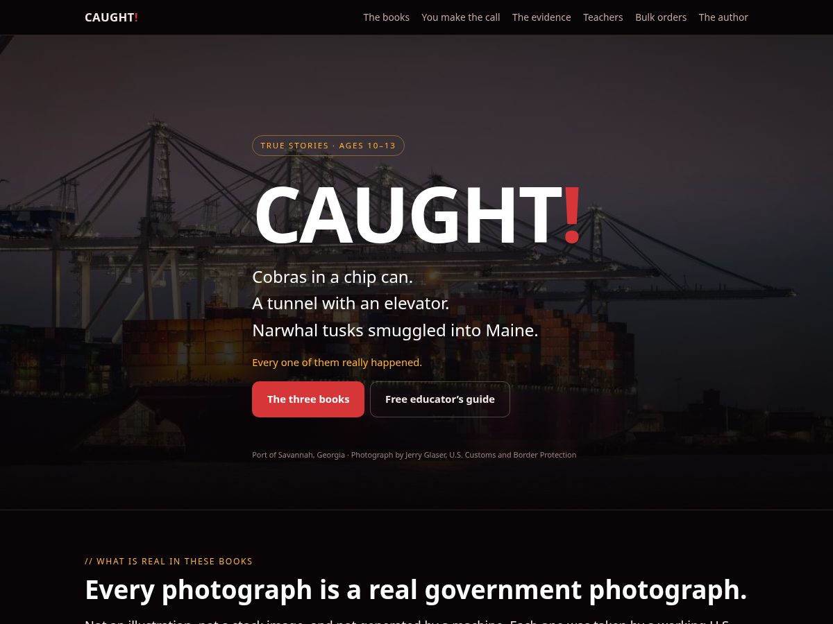 Landing-page snapshot of caughtbook.com