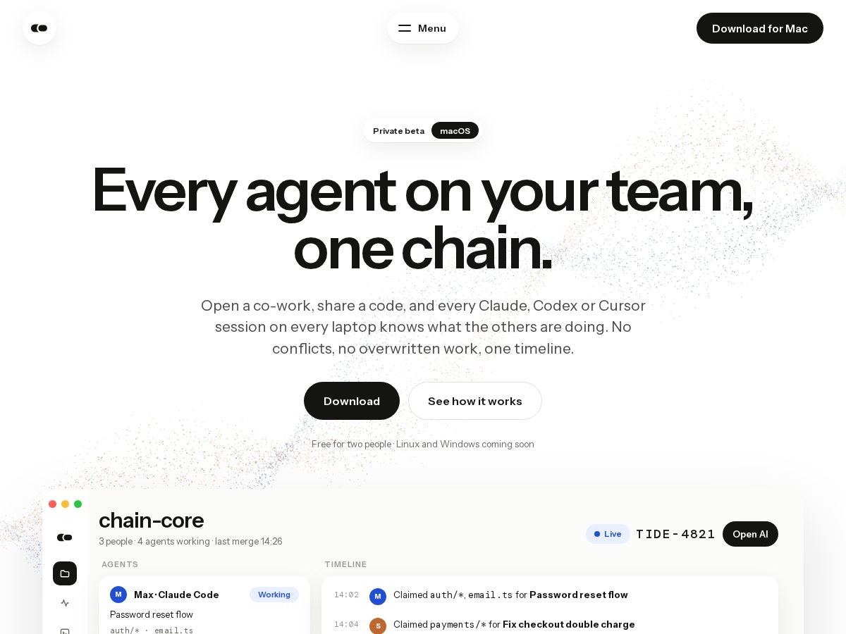 Landing-page snapshot of chainyourai.com