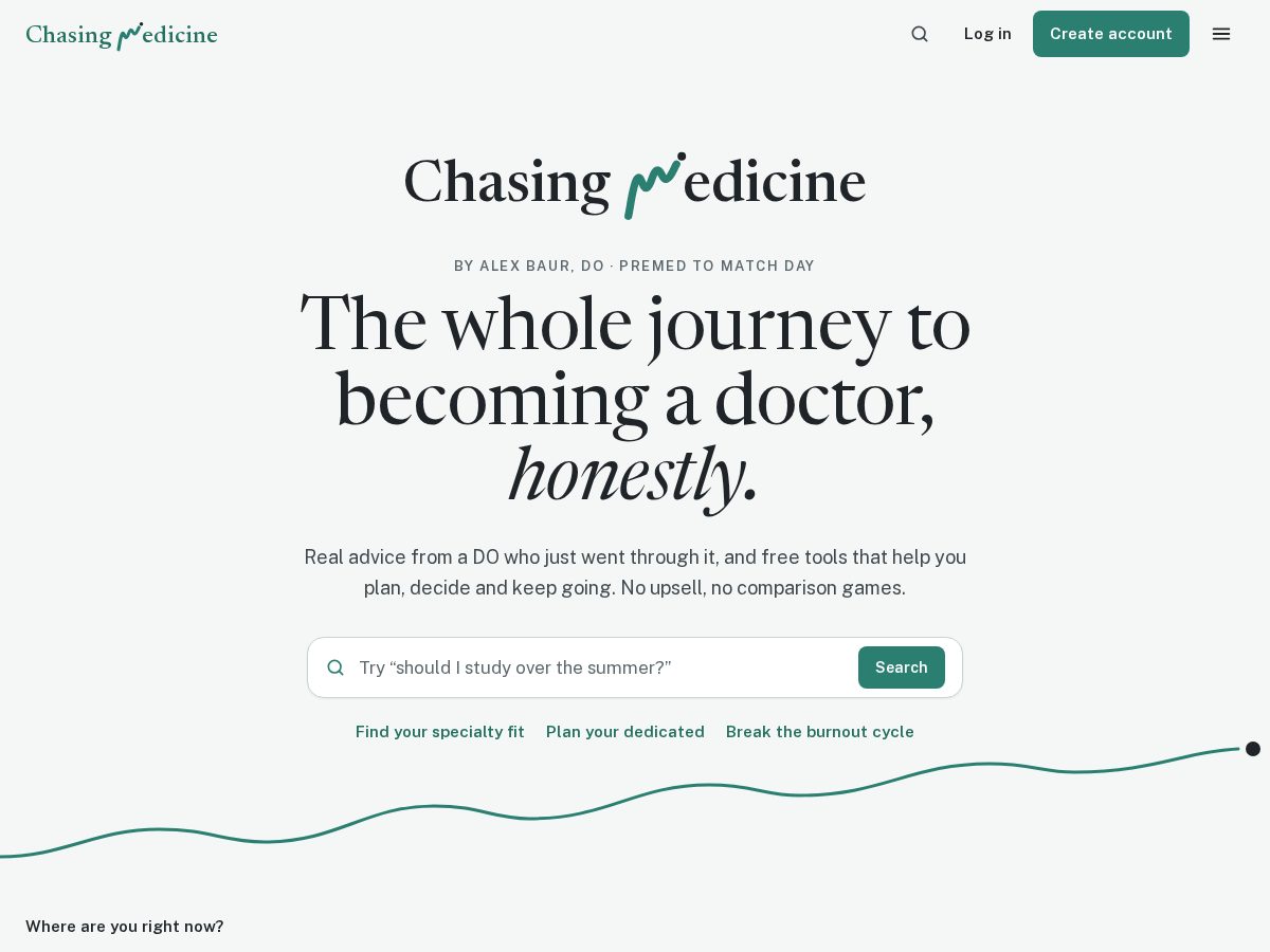 Landing-page snapshot of chasingmedicine.com