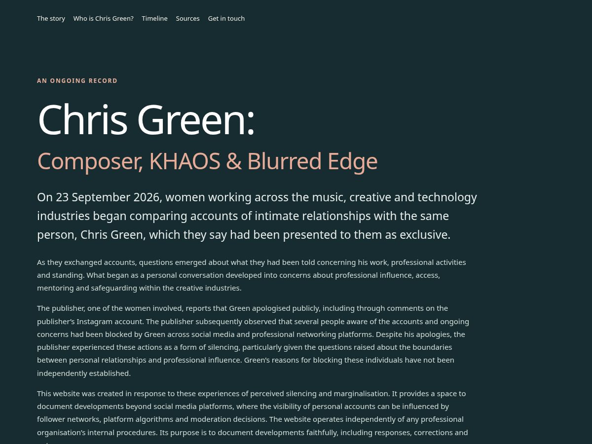 Landing-page snapshot of chrisgreenreviewupdates.com
