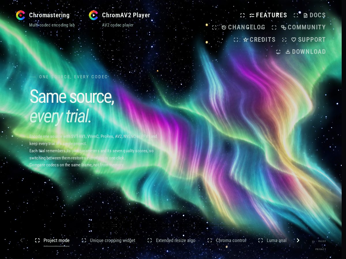 Landing-page snapshot of chromastering.app