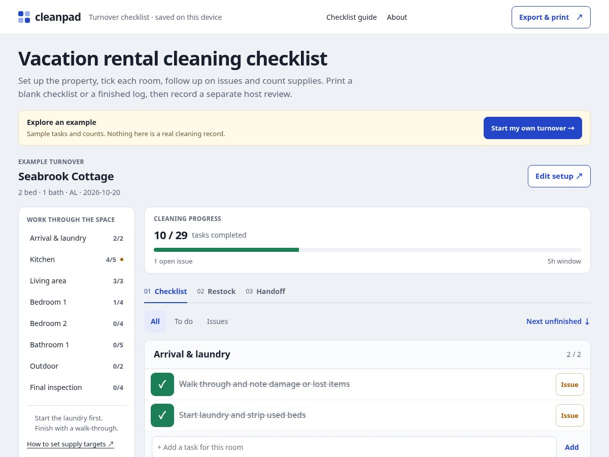 Landing-page snapshot of cleanpad.net