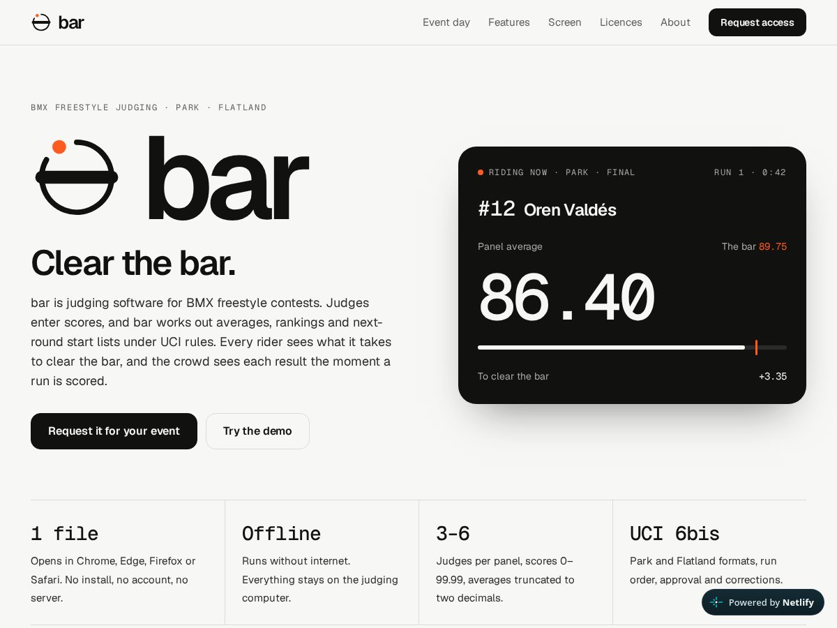 Landing-page snapshot of clearthe.bar