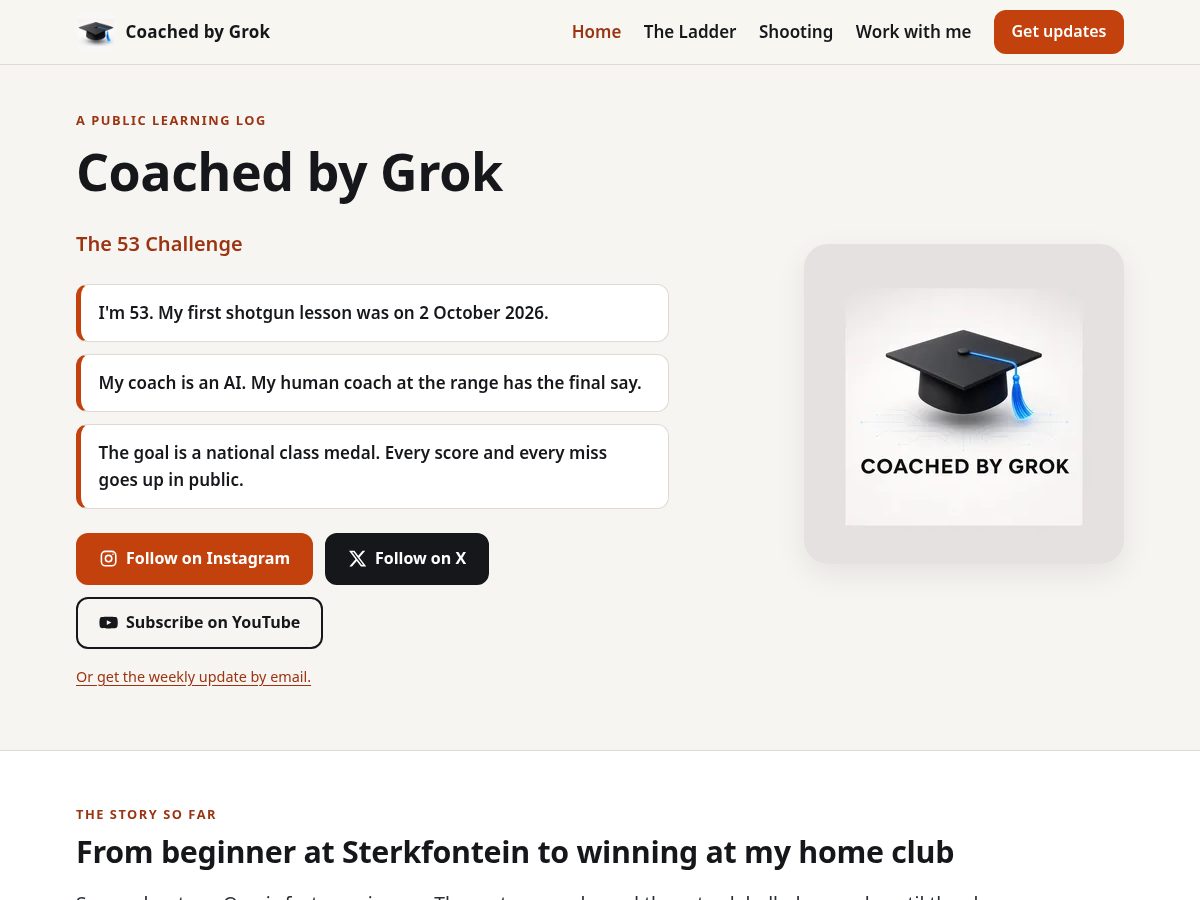 Landing-page snapshot of coachedbygrok.com