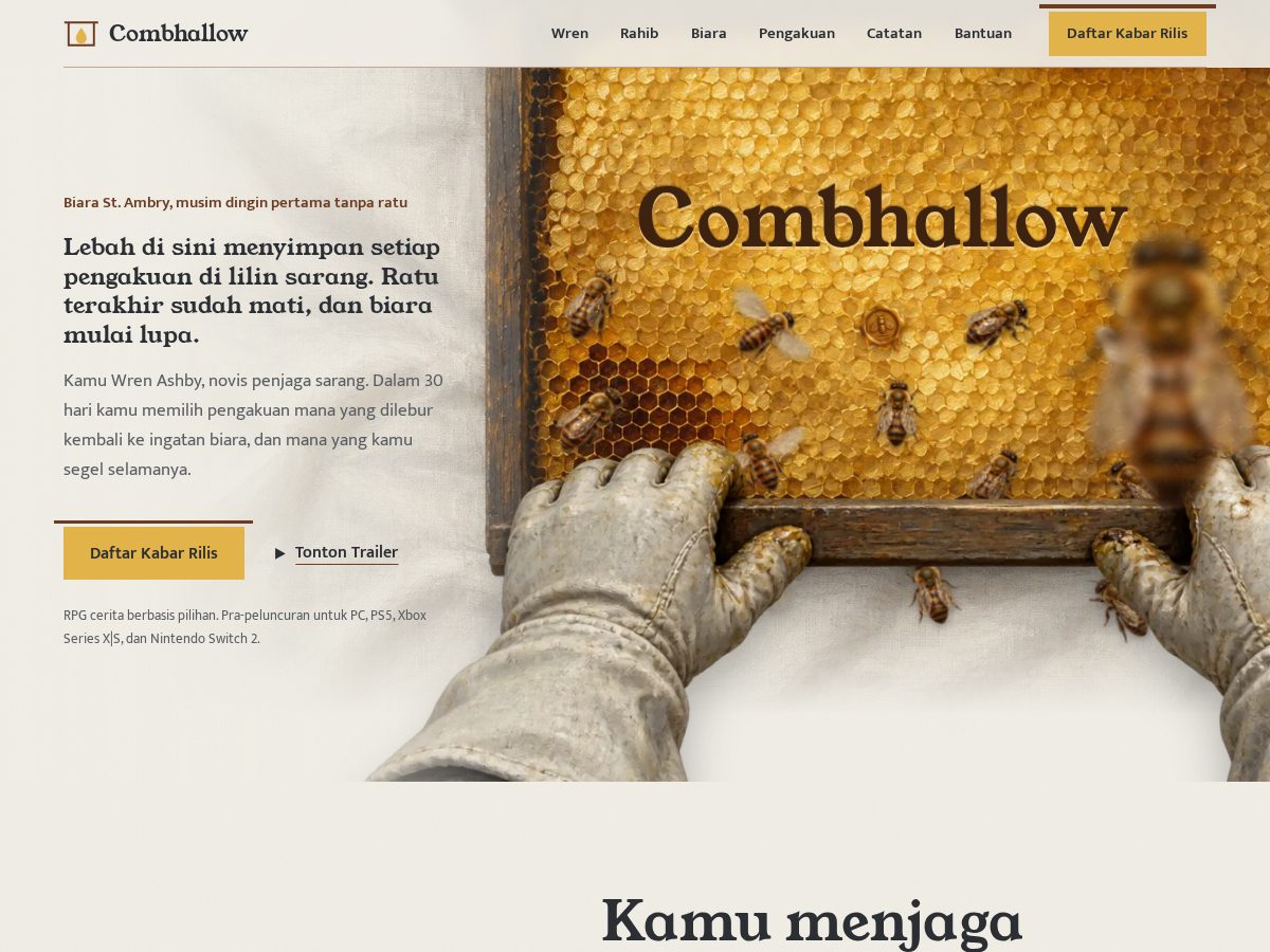 Landing-page snapshot of combhallow.com