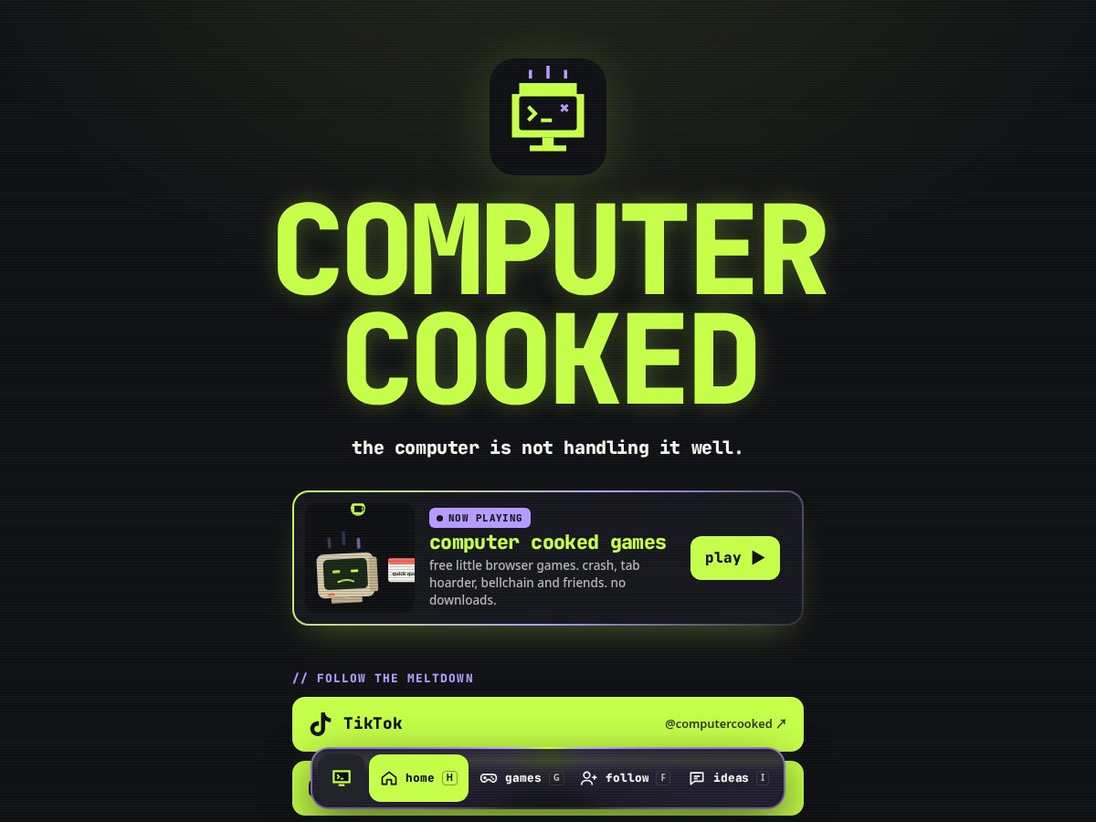 Landing-page snapshot of computercooked.com