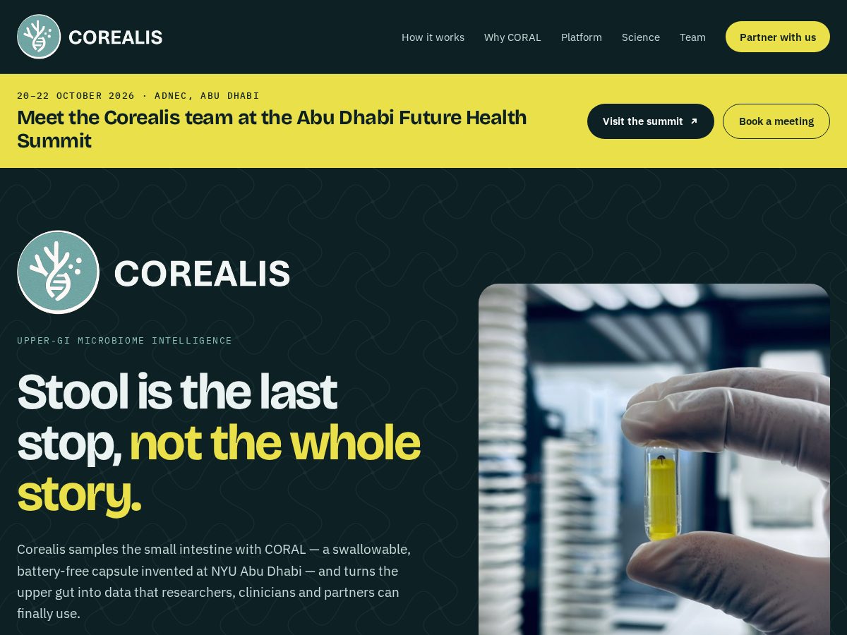 Landing-page snapshot of corealishealth.com