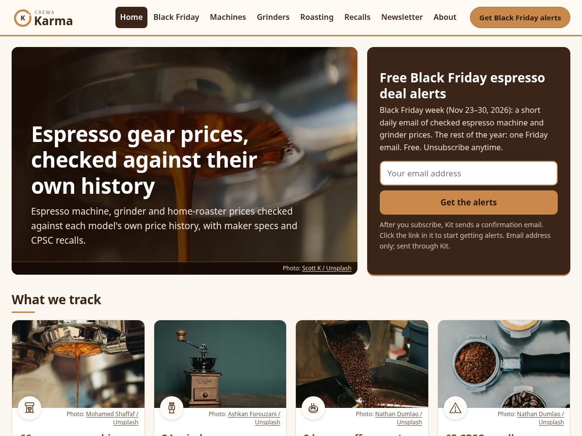 Landing-page snapshot of cremakarma.com
